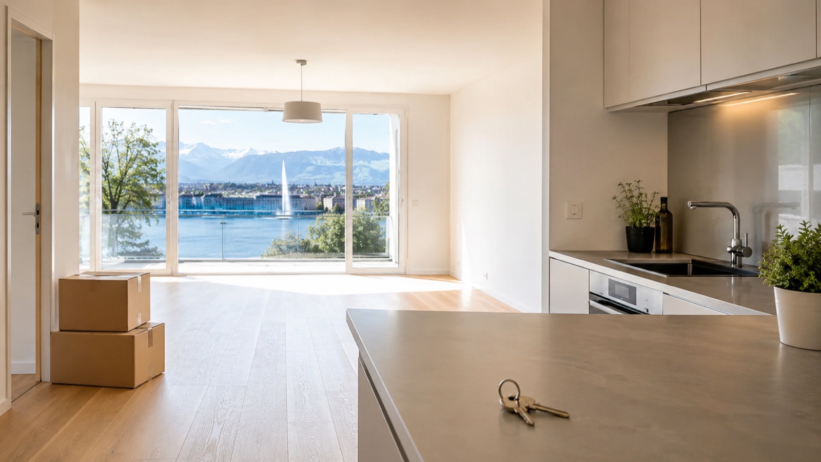 Appartement vide et impeccable, prêt pour l'état des lieux de sortie à Genève